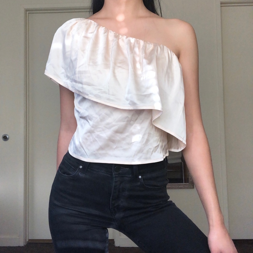 Light Pink, Satin One-Sided Blouse